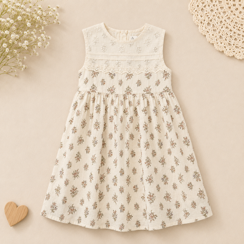 Short Sleeve Embroidery Dress – Elegant & bekvämt – boutique-klänning för flickor Blommig / 90 (18–24 månader) | Pedagogiska Träleksaker