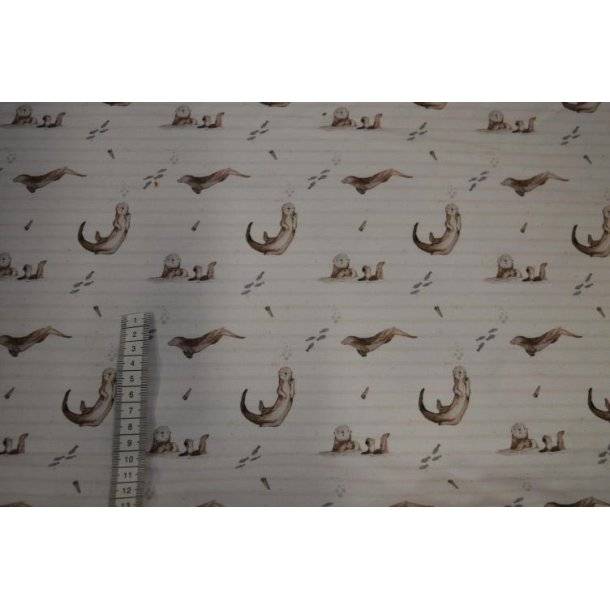 Økotex bomulds jersey m/Odder, Lys beige