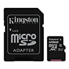 Kingston SDC10G2/128 GB microSD 12 klass 10 upp till 45 MB/s minneskort (med SD-adapter)