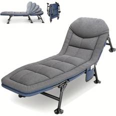 TEMU Garden Sun Loungers - Reclining Garden Chairs, Fishing Bedchair, Carp Fishing Chair With Side Pocket And Mattress, Adjustable Outdoor Portable Sunloungers
