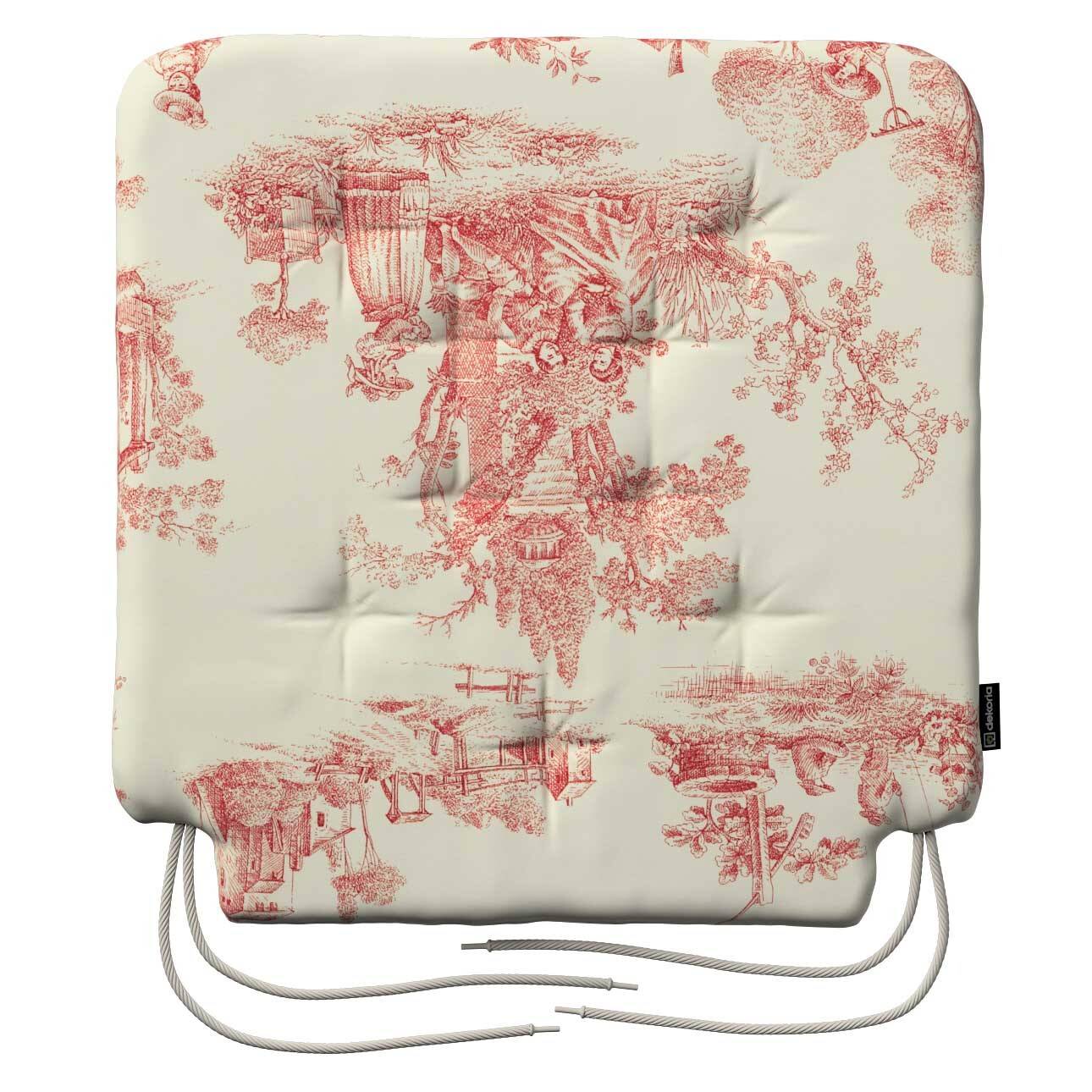 Stolehynde Christoph, Rød print, creme baggrund, B42/32 x D41 x 3,5 cm, Avinon