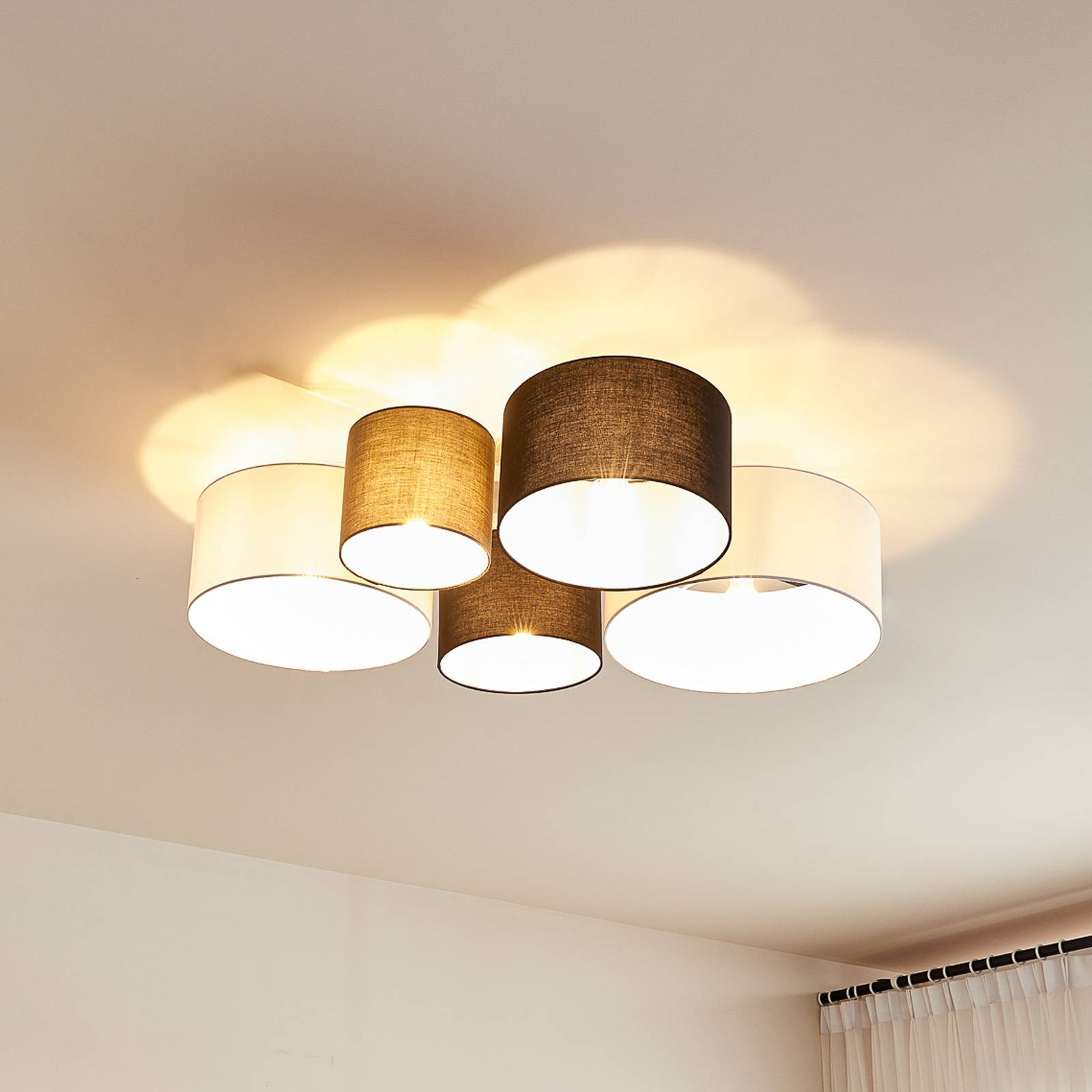 Taklampa Lettie Lindby, dimbar, Multifärgad, Vardagsrum / matsal, Textil / tyger / siden, Skandinavisk, Taklampa