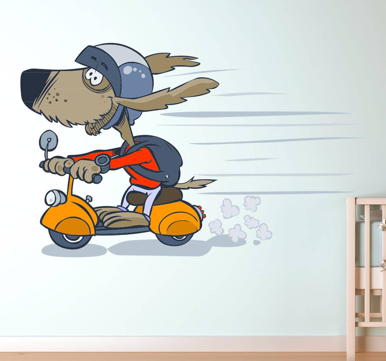 Scooter dog kids wall sticker