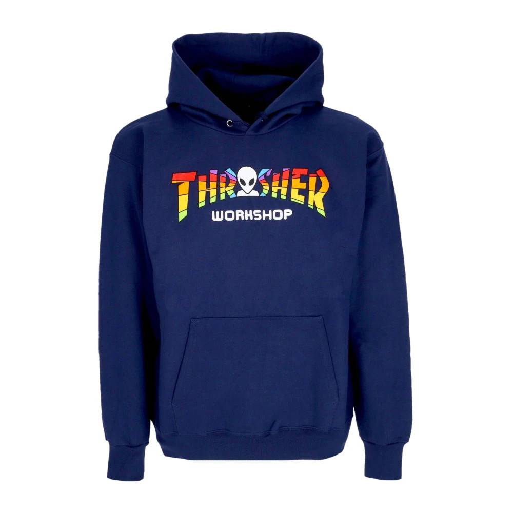 Thrasher - Marinblå Hoodie med Fleecefoder Sweatshirts & Hoodies - Herr - M - Bomull