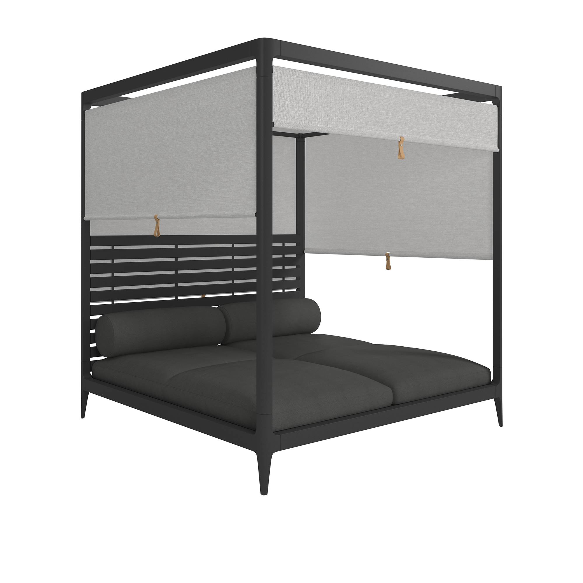 Gloster - Grid Cabana, Aluminium Back, incl. Screens, Fabric Cat. B Poolside Coal - Solsängar - Henrik Pedersen - Metall