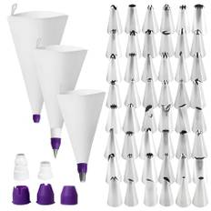 AYSYR Spritspåse med tyllar, 30/35/40 cm spritspåse återanvändbar, 3 stycken spritpåsar för spritkakor och baktillbehör med 48 spritstyllset för födelsedagsfest