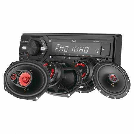 GAS MAD M100-BT bilstereopaket med Bass Habit Play-högtalare