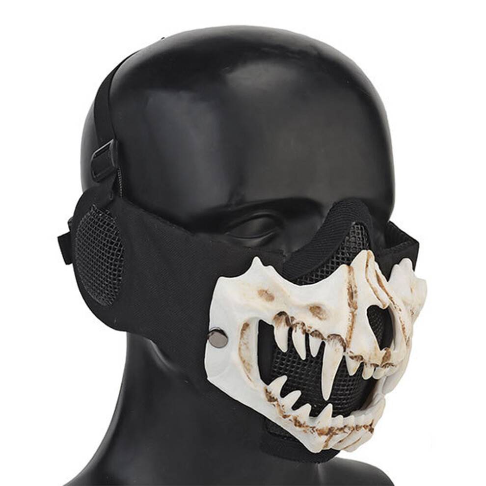Professionell taktisk mask i ögonbrynsstil för airsoft med lättviktigt näthörselskydd och dubbel huvudstruktur för Halloween-cosplay utomhus