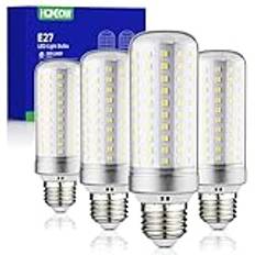 HOMEOW LED E27 kall vit 6 000 K, extra ljus 25 W 2500 lm glödlampa, ersätter 200 W glödlampor, majskolvglödlampa, energisparlampa ljuskälla, AC 220–240 V, set om 4