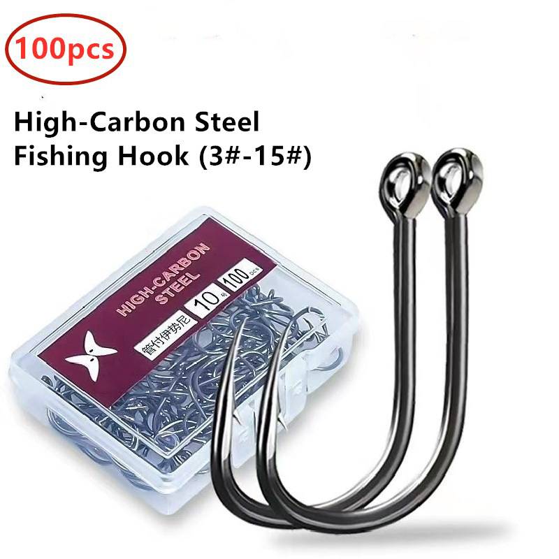 （Summer6）1 Box High Carbon Steel Circle Fishing Hooks Freshwater Fishhook Hole Strong Carp Fish Tackle High Quality