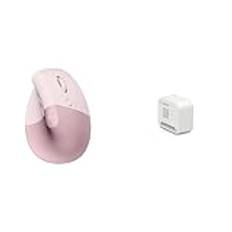 Logitech Lift Vertical ergonomisk mus, trådlös, Bluetooth eller Logi Bolt USB-mottagare, 4 knappar, kompatibel med Windows/macOS/iPadOS - Rosa & Logitech K380 keyboard Bluetooth QWERTZ German Pink