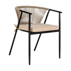 NAPOLI Havestol i aluminium og polyester H76 cm - Sort/Gråbrun