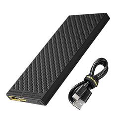 Nitecore NB10000 GEN II ultrasmal 10 000 mAh snabbladdande powerbank med USB och USB-C dubbla utgångar och kablar för telefoner ficklampor och pannlampor LifeMods paketerade