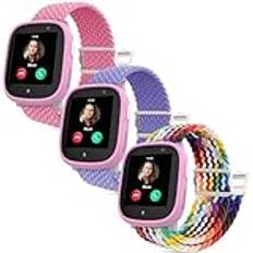 Polyjoy 3 Stycken Magnetiska Flätband Armband Kompatibla Med Xplora X6 - Mjuka Justerbara Ersättningsband för Barn, Flickor, Pojkar - Rosa, Regnbåge, Lavendel
