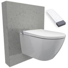 BERNSTEIN Dusch-WC Pro+ 1102 in Weiß mit 5 Jahre Garantieerweiterung, Spülrandloses Hänge-WC mit Bidet Funktion - Komplettanlage mit Fernbedienung Absenkautomatik selbstreinigende Düse