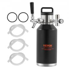 VEVOR Beer Growler Tap System, 64Oz 1,89L Mini Keg, 304 rustfrit stål tryksat øl Growler, Keg Growler med trykdisplay, CO2 regulator vandhane, Lækagesikker ring til fad hjemmebrygget Craft Beer