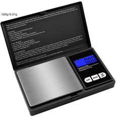 1 st. , 500g/0.01g , Digital , Smycke Mini Rostfritt Stål Elektronisk våg , Digital Ficka , Guldig Balans Viktskala , Bärbar Ficka , Smart För Puder , - Svart (En-Storlek)