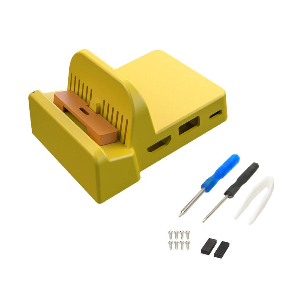 Bärbar laddningsstativ mini switch dockningsstation tv-omvandlare laddningsdocka fäste spela stativhållare för nintendo switch - Gul