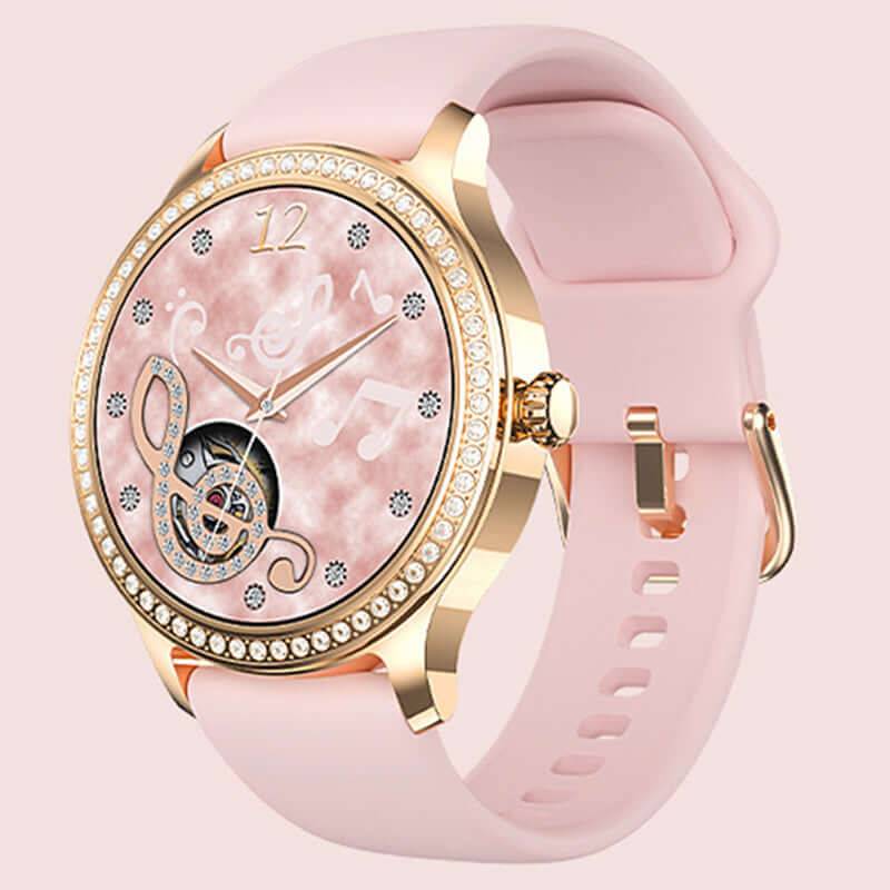 Women's Smartwatch Bluetooth Calling Fitness Tracker - Golden Powder Gum