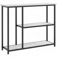 Konsolbord Marmor-stil 2 Hyllor 100 x 30 x 80 cm Svart Vit