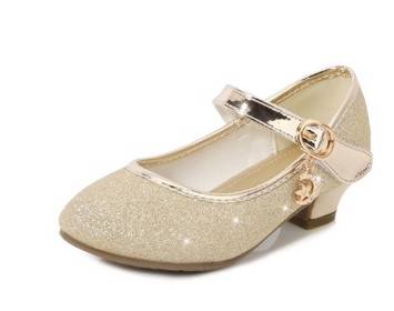 Helena børnefestsko, fin guld glitter.