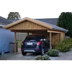 Carport crxl1hr enkelt 3,6x9,1m med reskabsrum 3,2x3,55m høj rejsning