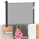 Hengmei trappgaller, dörrskyddsgaller, utdragbar 0–150 cm, hundbarriär, infällbar dörr- och trappgrind, för spädbarn och husdjur (svart, 150 cm)
