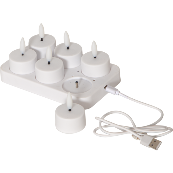 LED Värmeljus 6-p Flamme Charge vit