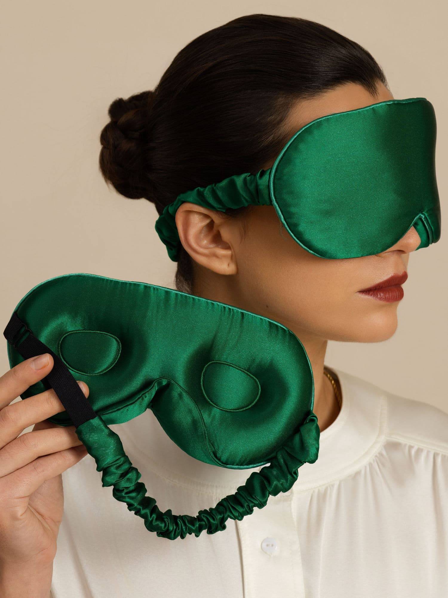 22 Momme 3D Sovmask I Ren Siden Med Uppgraderade Näsvingar - Mörkgrön / One Size
