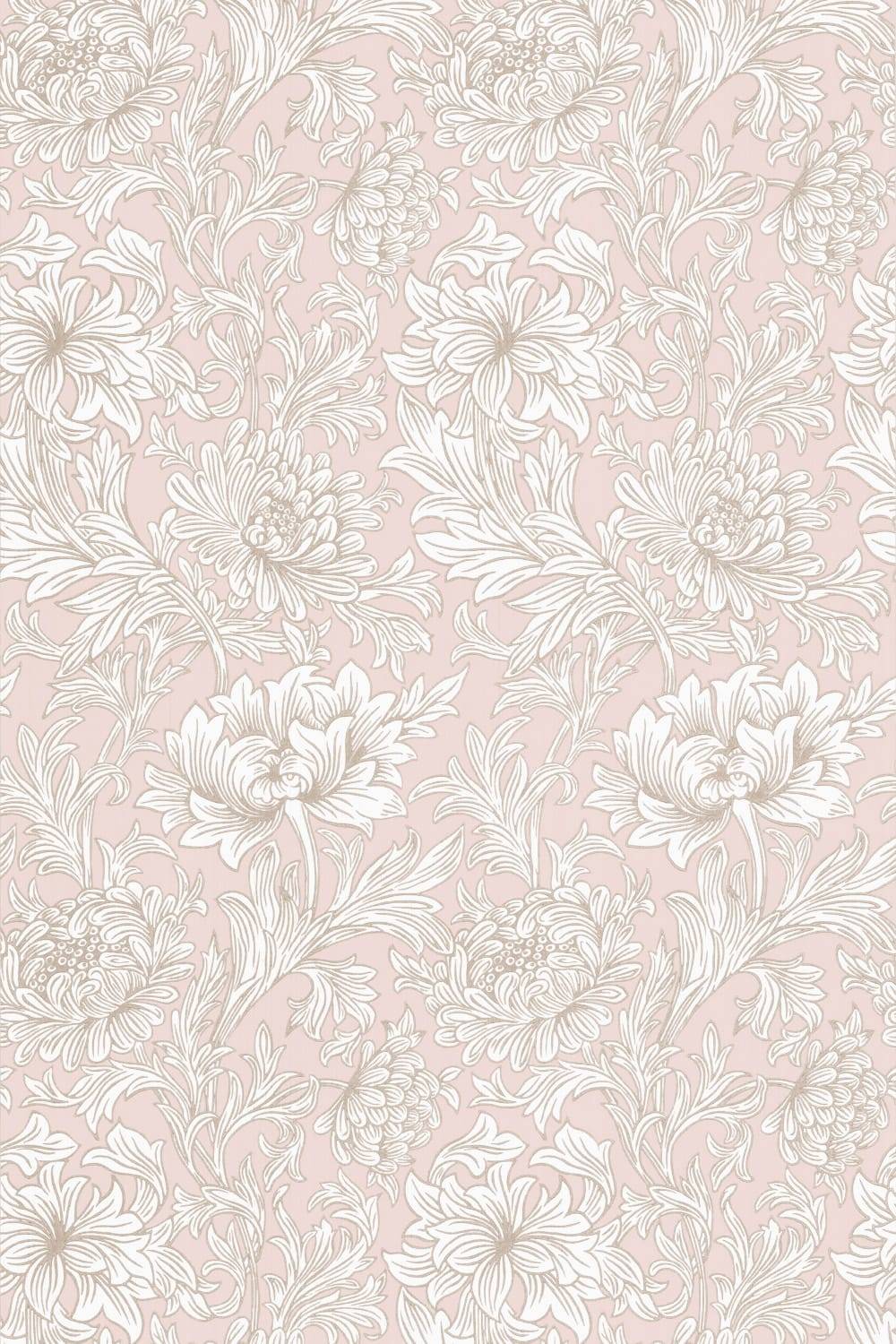 Tapet Chrysanthemum Toile Cochineal Pink från William Morris & Co