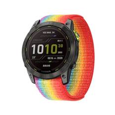 Nylon Loop Light Urrem til Garmin 22 mm. Quickfit-Regnbue