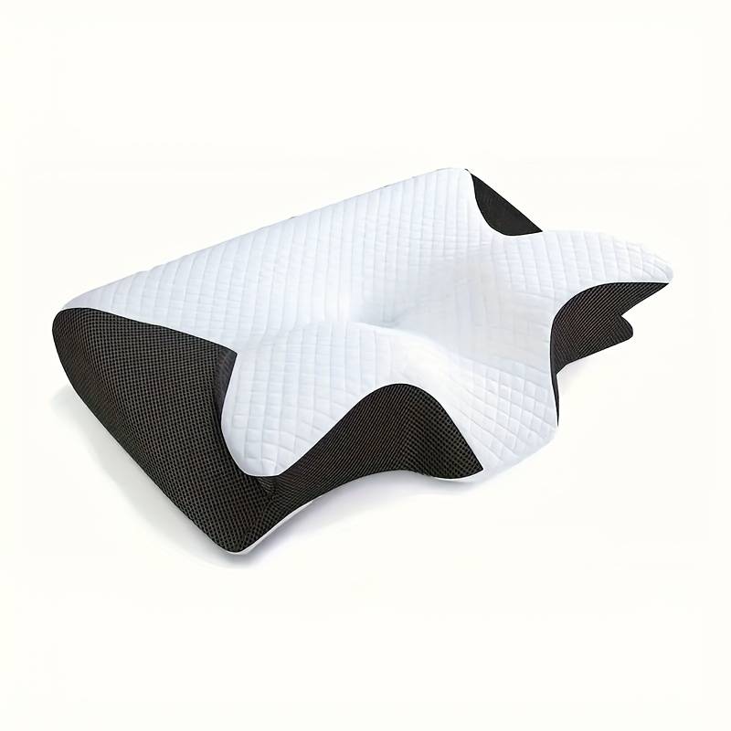 TEMU Comfortable Neck Pillow, Contour Design, Soft And Firm Support, Black, Solid