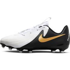 Nike Jr. Phantom GX II Academy FG/MG Fotbollssko för barn, White/Black/Mtlc Gold Coin, 35.5