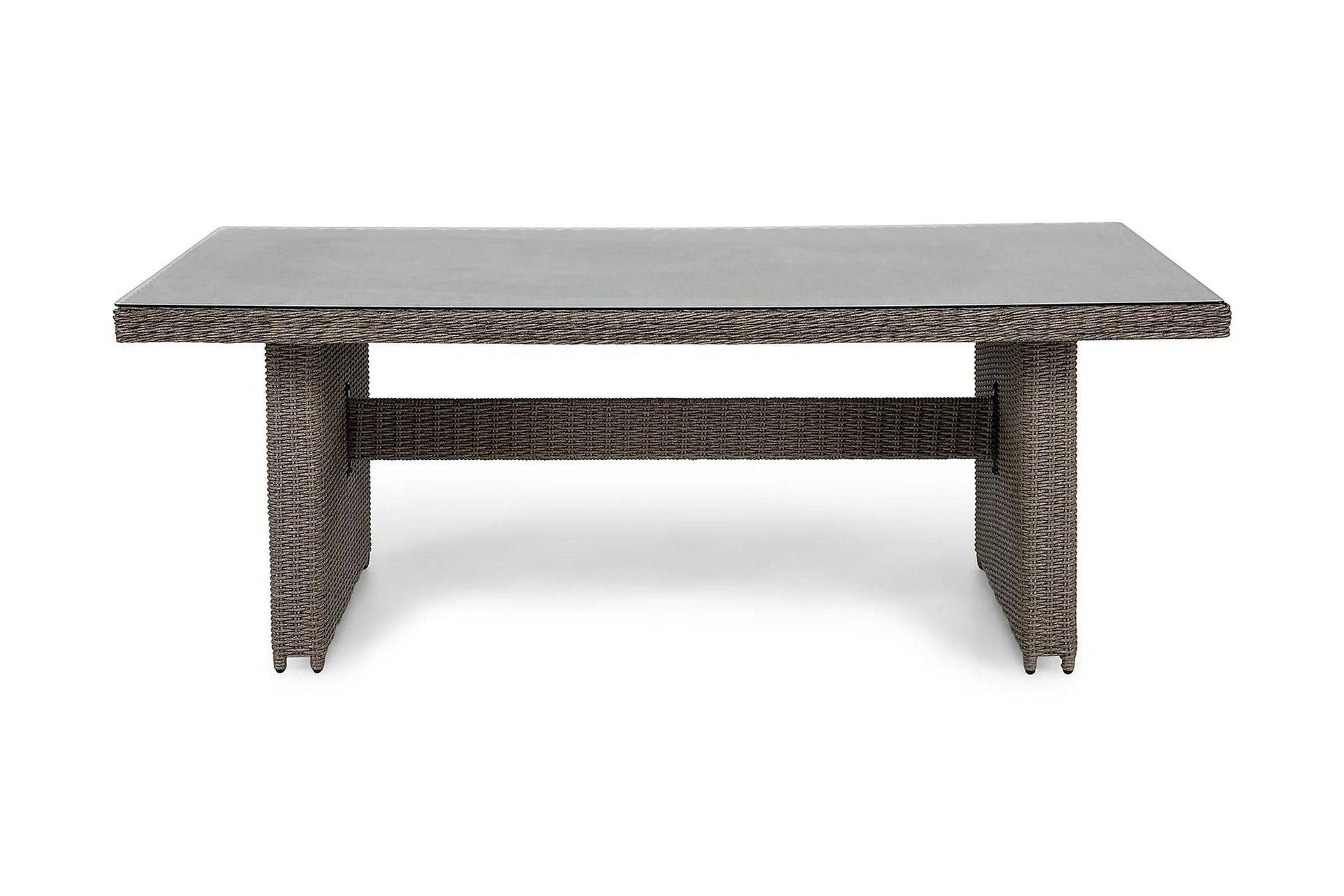 deNoord Marcus Stort Matbord Utomhus 200x100 cm – Utebord i konstrotting med glasskiva för Uteplats och Trädgård - Grå Matbord ute