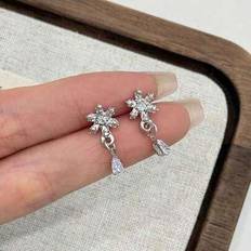 Snöflingeörhängen med kubisk zirkonia för kvinnor | Eleganta julörhängen med vattendroppar | Hypoallergena nickelfria örhängen för känsliga öron | Min - Multifärgad (En-Storlek)