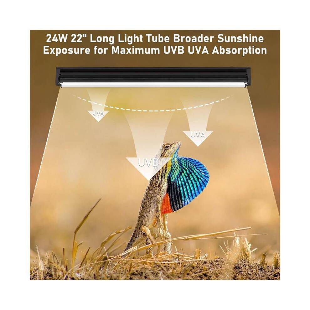 Bearded Dragon UVB Light Bulb T5 10.0,24W UVA UVB HO Reptiles Light Bar Bulbs 22 Inch for Bearded Dragon, 2 Pack