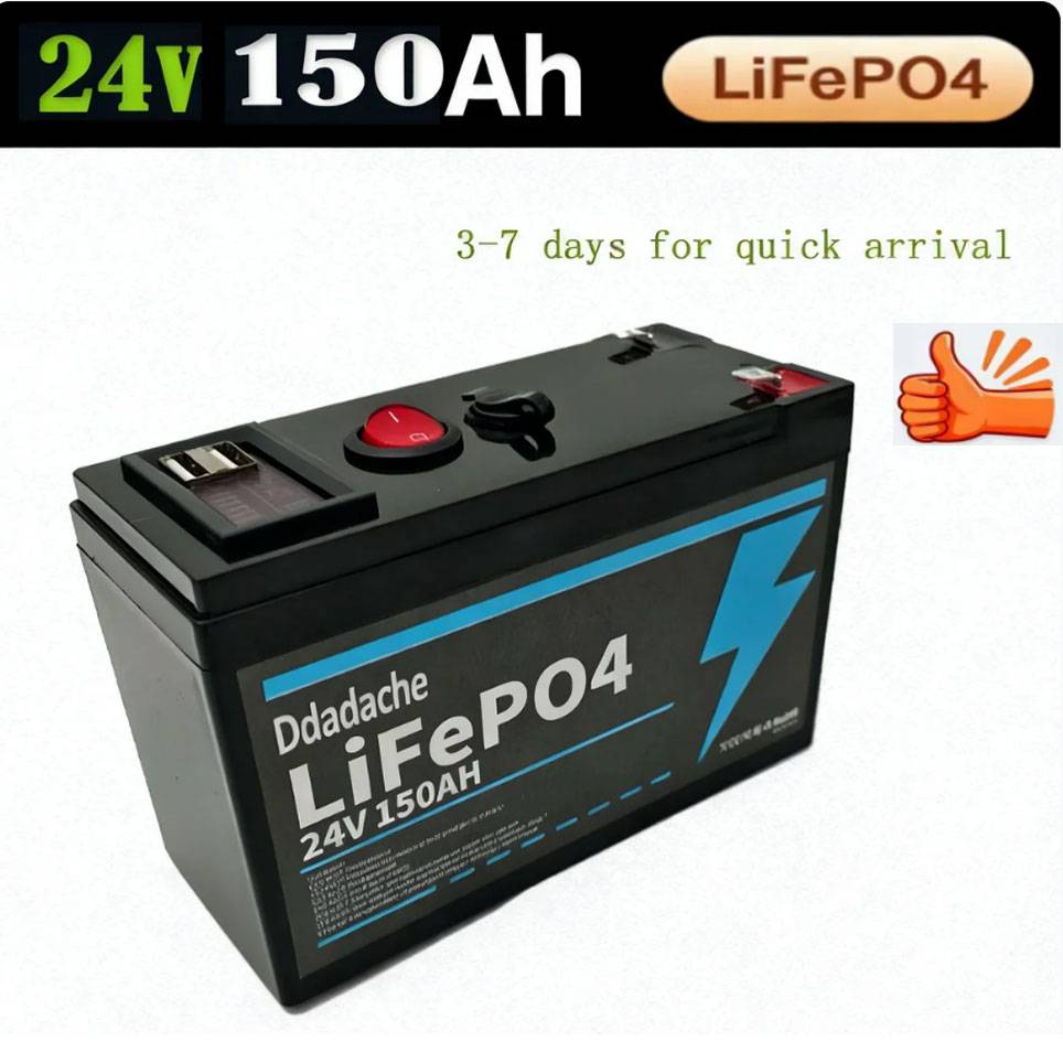 Lithium 24V 150Ah LiFePO4 Deep 4000+ Cycles Battery Rechargeable Battery for Lighting,Power Wheels ,Solar/Wind Power,Small UPS
