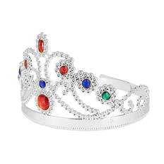 Tiara med Glitrende Røde og Blå Diamanter – Elegante Pailletter, Perfekt til Fest
