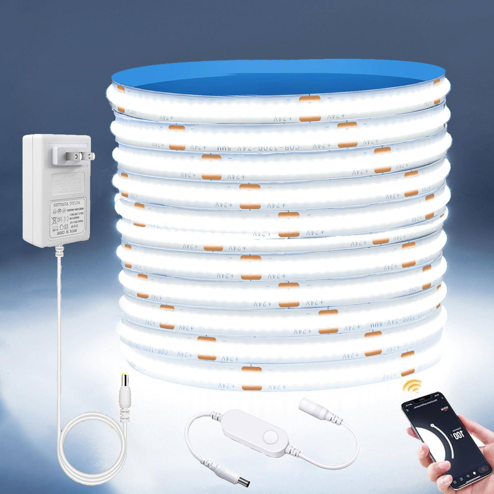WiFi COB LED Strip Tuya Smart Life Sovrum Nattlampa Dimbar COB Light Strip Flexibel DIY Tape Light 12V App Control Arbeta med Alexa Google Home