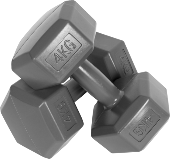 B2x Hex Dumbbells Set 2x4 Kg, Exercise Weights, Fitness Load, Gray, Modernhome Träningsutrustning Grey - 4 kg