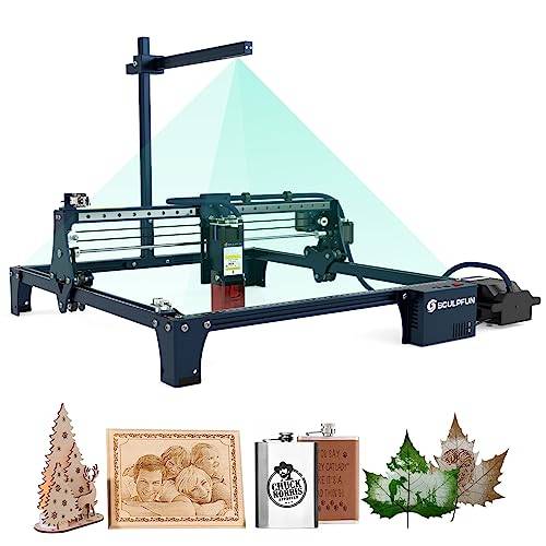 SCULPFUN S30 Pro Laser gravyrmaskin med automatiskt luftstöd och CAM500 Lightburn kamera, 10 W fyrlaserutgångseffekt, 0,005 mm graveringsnoggrannhet, lasergravyrer, CNC-laserskärare