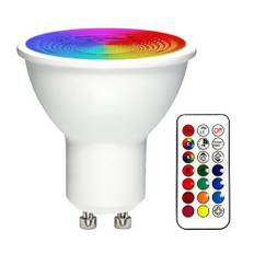 RGBW GU10 LED Color Changing Spot Light 2 Lighting Mode 3W RGB LED Bulb with Remote Control Memory Cool White Light