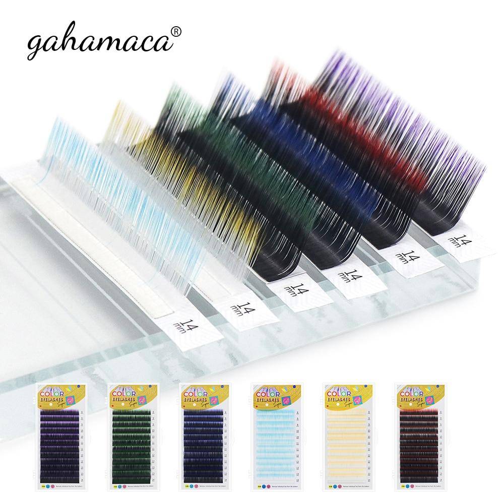 GAHAMACA Gradientfärgade ögonfransförlängningar Fransförlängningar Ombre Fransar 0,07 mm C/D/LCurl 8-14 mm