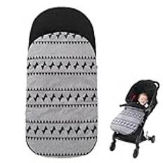 Koomuao JUMUAO Vinteråkpåse barnvagn, universell babyåkpåse med dragkedja, varm åkpåse för babystol, buggy, lätt fotlack vinter med korallfleece för alla barnvagnar, svart, Universell