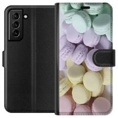 Samsung Galaxy S21+ 5G Svart Plånboksfodral Macarons
