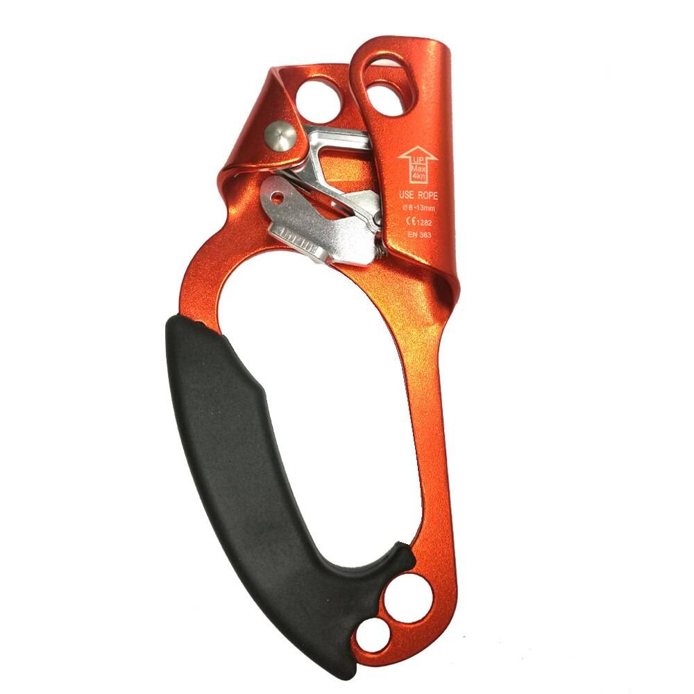 Vänster höger klättring grottforskning hand grepp ascender klämmanordning för bergsklättring bergsklättring trädklättring arborist - orange vänster hand