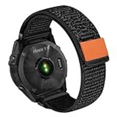 HaruYo QuickFit 26 mm klockarmband för Garmin Fenix 7X Pro Solar/Fenix 7X Pro/Fenix 7X/Fenix 6X Solar/Fenix 6X Pro/Fenix 6X/5X, nylonarmband ersättningsarmband för Garmin Instinct 2X/2X Solar – svart