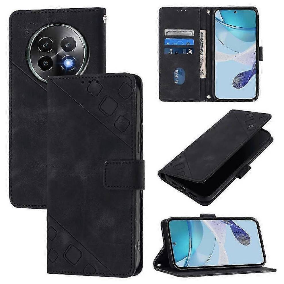 (Black) Case for Realme 13 Plus Magnetic Leather Card Holder Wallet Flip Cover