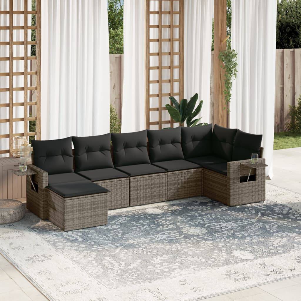 Sofasæt Til Haven 8 Dele Med Hynder Polyrattan - Grå / Med bord