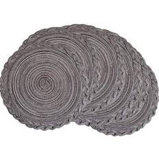 Round Placemats 2/4/6/8pcs Set - Woven Heat Resistant Non-Slip Kitchen Table Mats, 15 Inch, Washable Tablemats For Dinner, BBQ, Indoor And Outdoor Use - Grey - 4-piece Set,6-piece Set,2-piece Set,8-piece Set,10-piece Set,3-piece Set